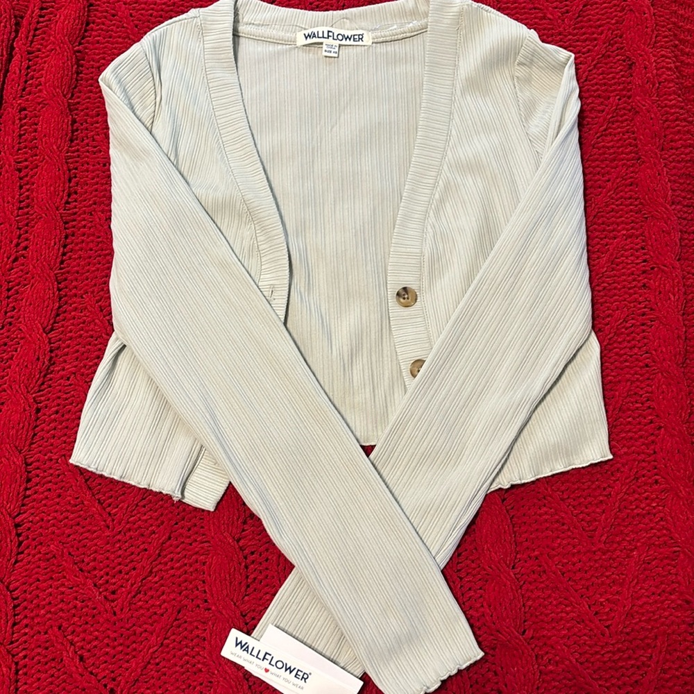 WallFlower Cabbage Green Light Button-up Sweater | X-Small